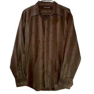 Carbon Black Men’s size XL button down dress shirt dark brown and light brown